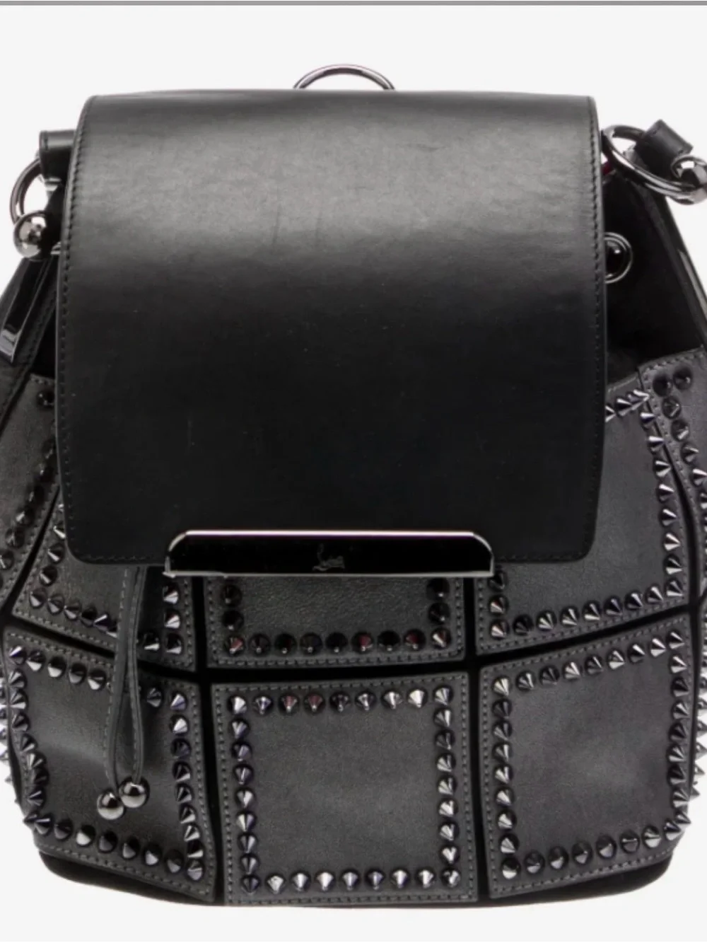Christian Louboutin Black Studded Leather Backpack